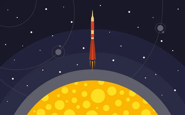 ロケットは、地球から削除されます。宇宙にロケット。宇宙旅行. — ストックベクタ