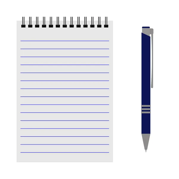 矢量笔记本和一支蓝色的钢笔 — 图库矢量图片