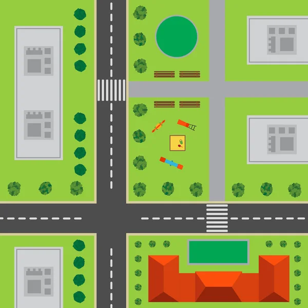 Plan de la ville. Vue de dessus de la ville — Image vectorielle