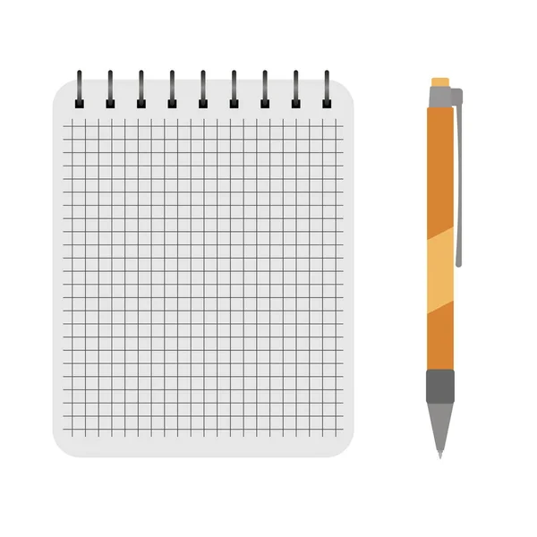 Caderno vetorial com caneta amarela — Vetor de Stock