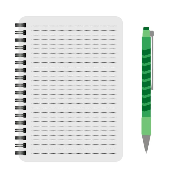Vector-laptop met een groene pen — Stockvector