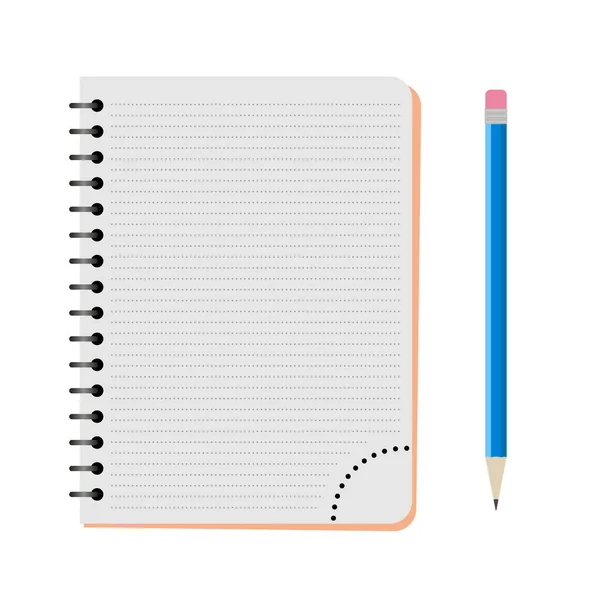 Carnet vectoriel avec crayon bleu — Image vectorielle