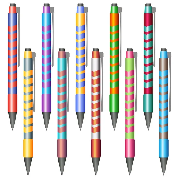 Conjunto de canetas multicoloridas —  Vetores de Stock