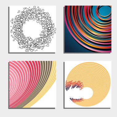 Dört güzel arka kümesi. Soyut flaş açık daireler. 