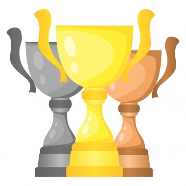 Altın, gümüş ve bronz vektör Kupa şampiyonu bardak seti.