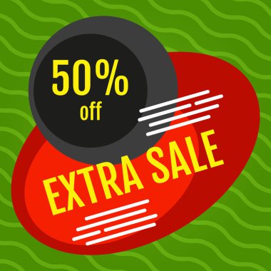 Yeşil zemin üzerine ilave Satılık kırmızı ve siyah afiş. 