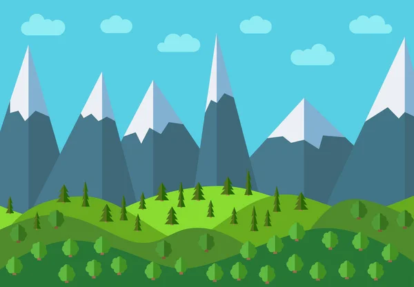 Vector paisaje de dibujos animados montaña panorámica — Vector de stock