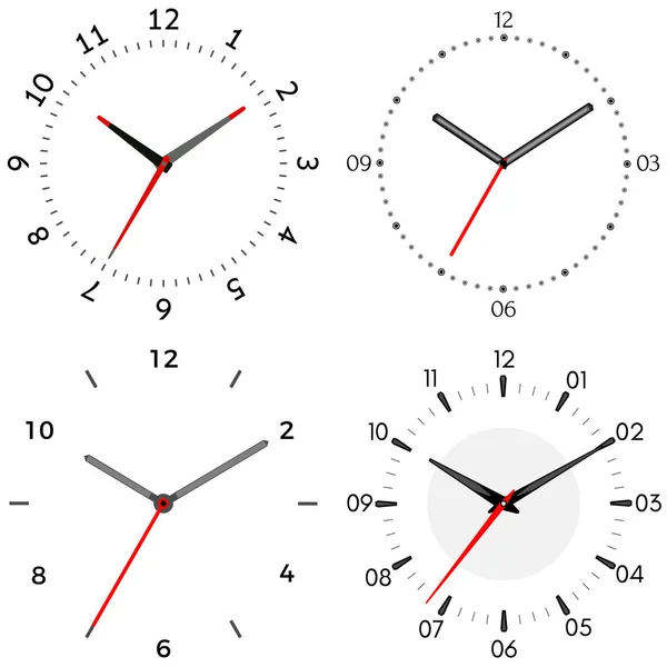 Набор из четырех механических часов. Лицо часов — стоковый вектор