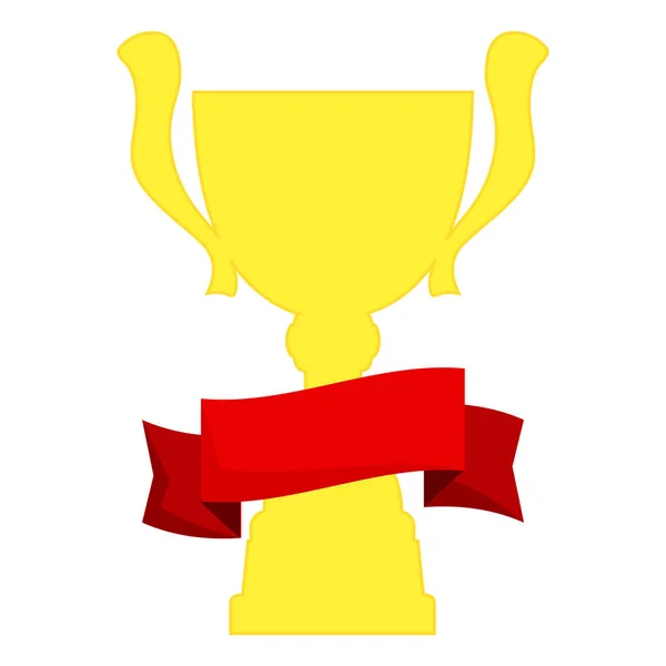 Кубок чемпіона в золоті з червоною стрічкою і переможцем сценарію. Призи чемпіонату за перше місце . — стоковий вектор