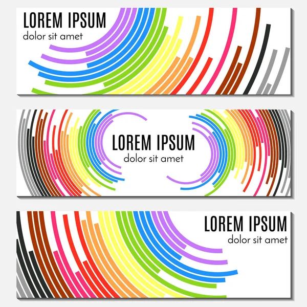 Conjunto de coloridos banners de encabezado abstracto con líneas curvas y lugar para el texto . — Vector de stock