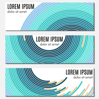Eğri çizgiler ile renkli soyut başlık afiş kümesi ve metin için yer.