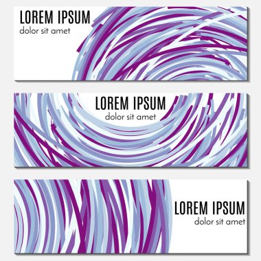 Eğri çizgiler ile mavi soyut başlık afiş kümesi ve metin için yer. 