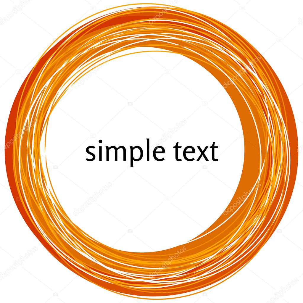 Vector abstract orange swirl shape isolated on white background. Rainbow abstract circle frame