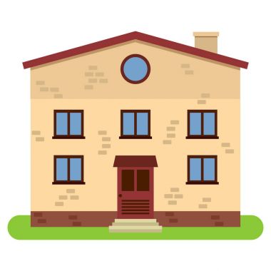 Baca üzerinde beyaz bir arka plan ile özel iki katlı ev