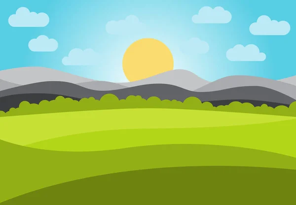 Vector landscape with field and mountains — Stock Vector