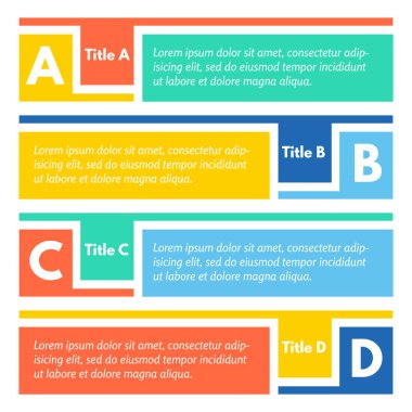 Dört yatay renkli seçenekleri afiş kümesi