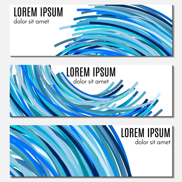 Conjunto de banners de cabeçalho abstrato azul com linhas curvas e lugar para texto . — Vetor de Stock