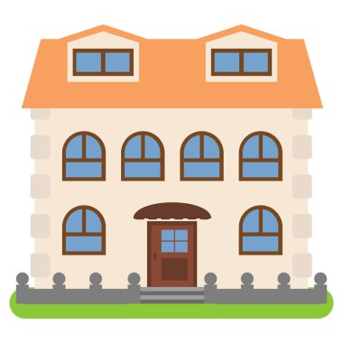 Özel house beyaz bir arka planda turuncu bir çatı. 