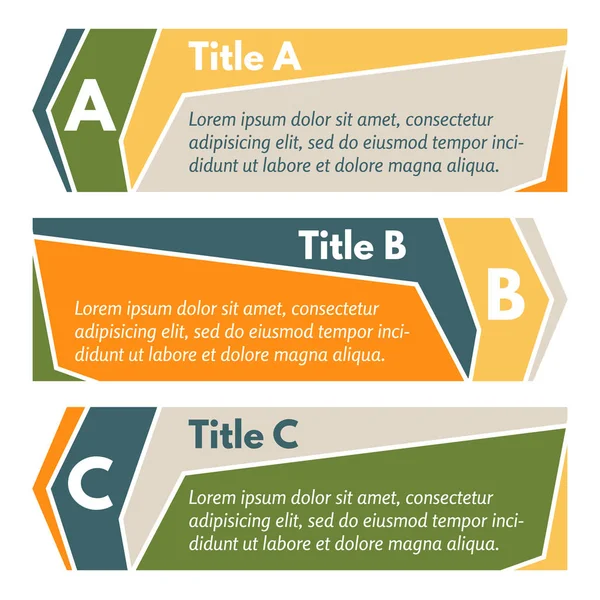 Üç yatay renkli seçenekleri afiş kümesi