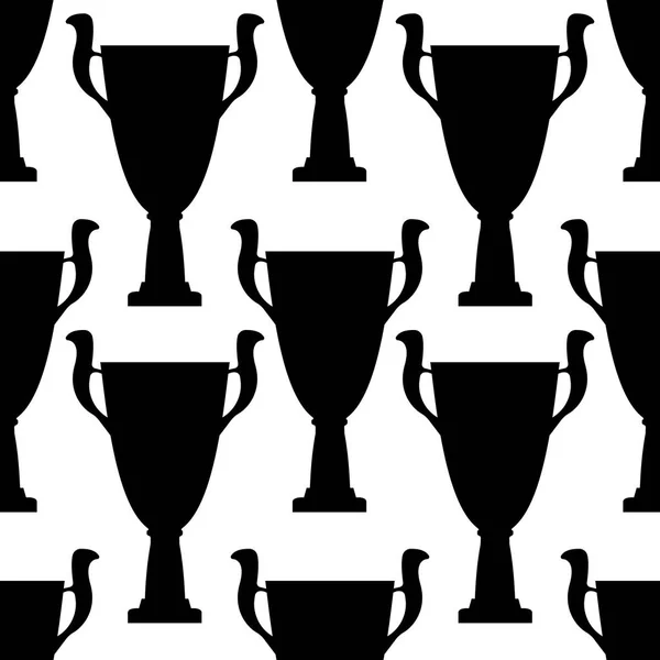 Vincitore coppa trofeo modello senza soluzione di continuità. Nero semplice trama silhouette . — Vettoriale Stock