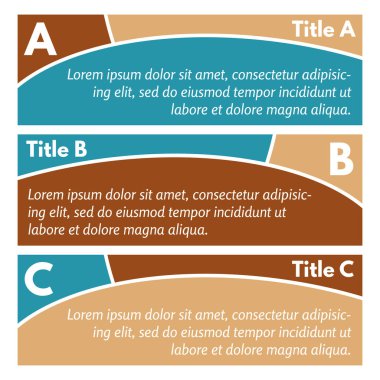 Üç yatay renkli seçenekleri afiş kümesi