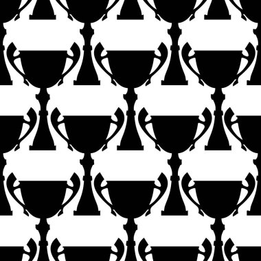 Kazanan ödül Kupası seamless modeli. Siyah basit siluet doku.