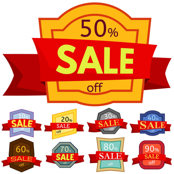 Set of different nine discount stickers