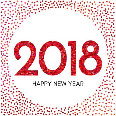 Mutlu yeni yıl 2018 etiket ile kırmızı konfeti