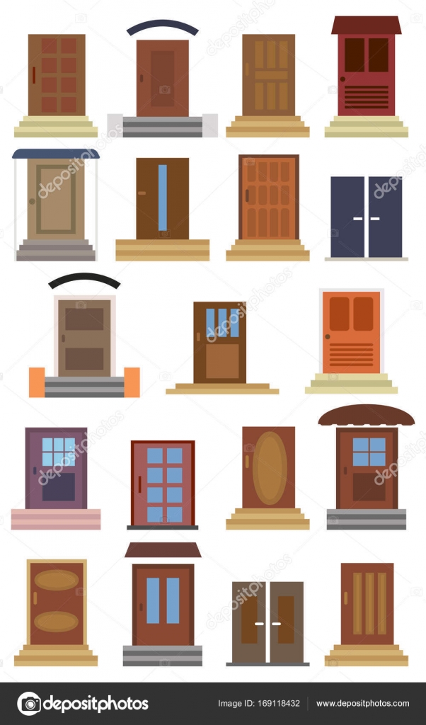 Collection Of Closed Entrance Doors Of Different Types