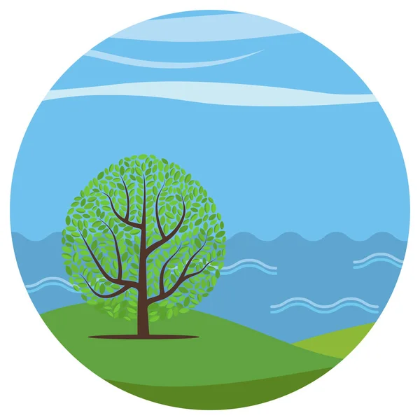 Paysage vectoriel avec un arbre solitaire — Image vectorielle