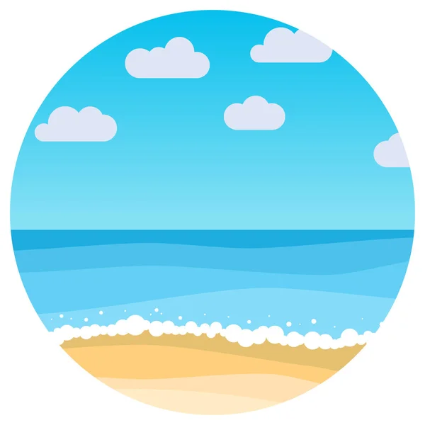 Paesaggio vettoriale con spiaggia estiva in cerchio — Vettoriale Stock