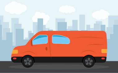 Gökdelenler öğleden sonra arka planda kırmızı minibüs