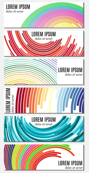 Conjunto de seis banners coloridos de cabeçalho abstrato com linhas curvas e lugar para texto —  Vetores de Stock