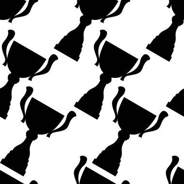 Kazanan ödül Kupası seamless modeli. Siyah basit siluet doku