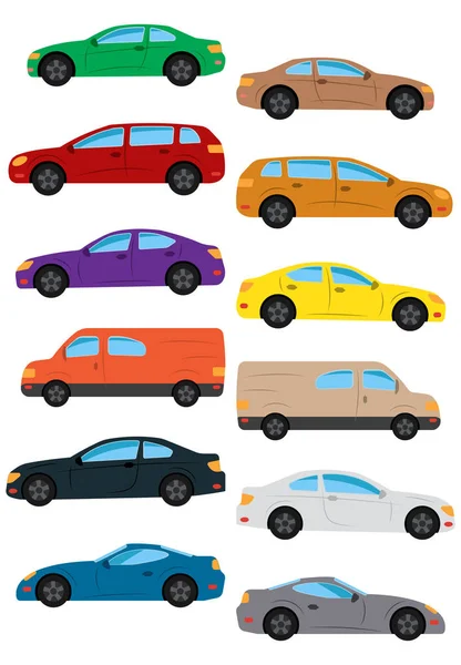 Set di auto multicolore — Vettoriale Stock