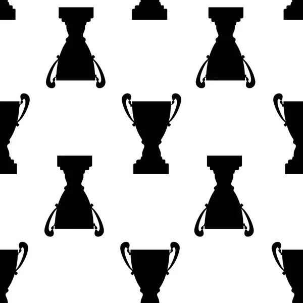 Coupe trophée gagnant motif sans couture. Texture noire silhouette simple — Image vectorielle