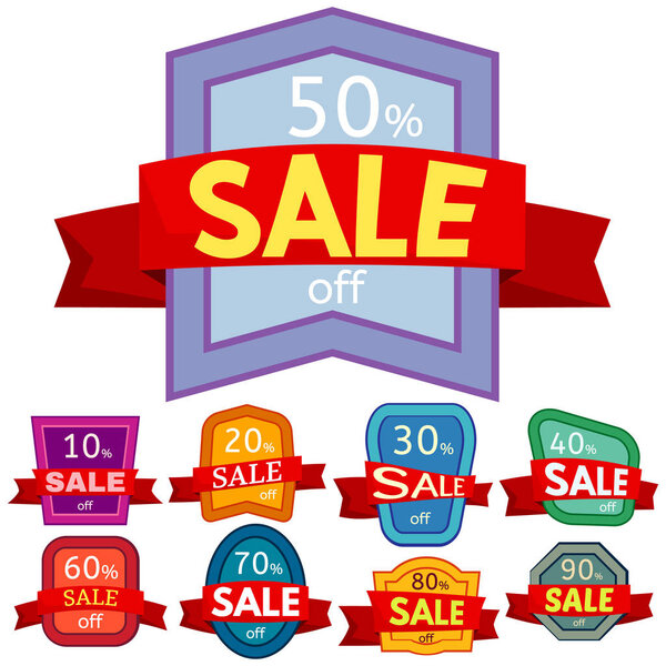 Set of different nine discount stickers