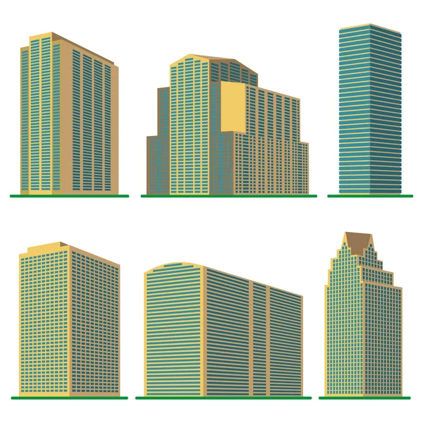 白い背景の建物 6 現代の設定します。 — ストックベクタ