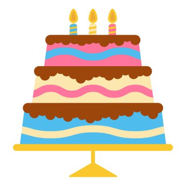 Tatlı doğum günü pastası ile üç yanan mumlar