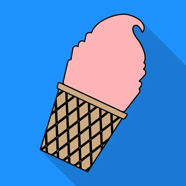 Векторна ілюстрація морозива в вафельній чашці в плоскому стилі — стоковий вектор