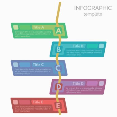 Beş adım Infographic tasarım öğeleri. Adım adım Infographic tasarım şablonu