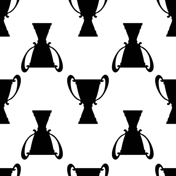 Zdobywca trofeum Pucharu jednolity wzór. Czarny prosta sylwetka tekstura — Wektor stockowy