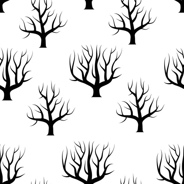 なしシームレスな黒と白の曲がり木葉の背景 — ストックベクタ