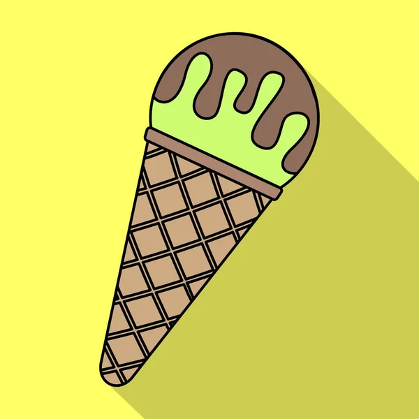 平面式华夫饼喇叭冰淇凌的矢量图示 — 图库矢量图片
