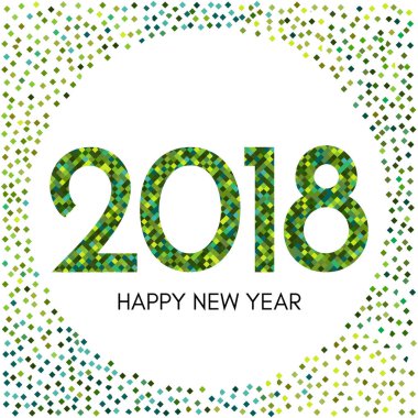 Mutlu yeni yıl 2018 etiket yeşil konfeti ile.