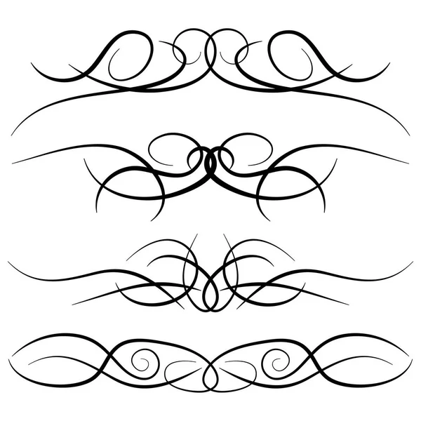 빈티지 장식 컬, 소용돌이, 짜 맞춘 글자와 붓글씨 국경의 세트 — 스톡 벡터