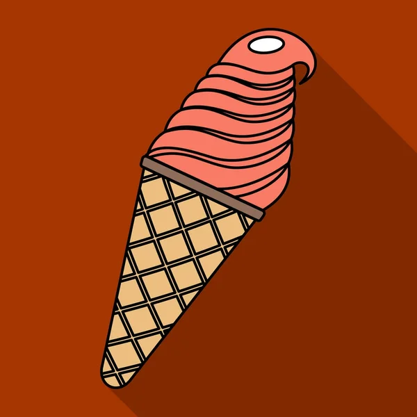 Векторная иллюстрация мороженого в вафельном роге в плоском стиле — стоковый вектор