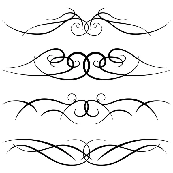 빈티지 장식 컬, 소용돌이, 짜 맞춘 글자와 붓글씨 국경의 세트. — 스톡 벡터