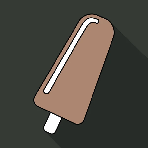 Vector illustration of ice cream on a wooden stick in flat style isolated on black background — Stock Vector