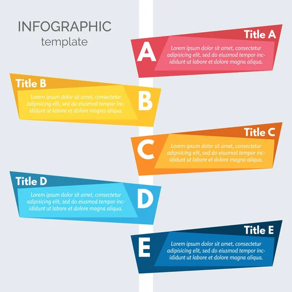 Beş adım Infographic tasarım öğeleri. Adım adım Infographic tasarım şablonu